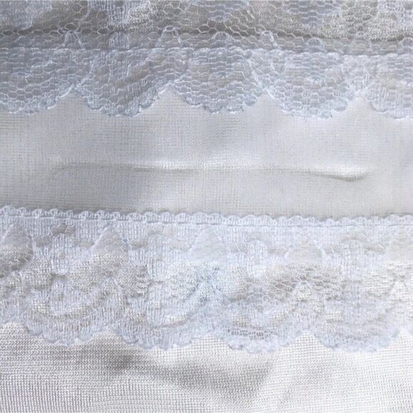 Vintage 90s White Coquette Cottagecore Low Rise Angelcore Midi Slip Skirt / M - Picture 6 of 6